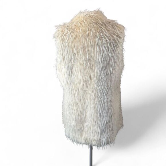 Rachel Zoe Women’s Faux Fur Vest Ivory Cream Sleeveless hook closure Size L - Picture 3 of 8